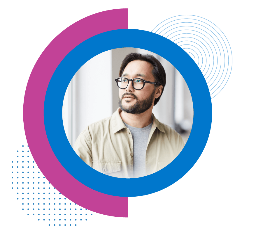 Employee wearing glasses