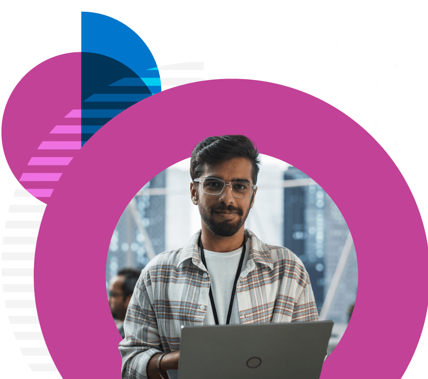 Adding data and analytics to your organization | Employee in an office working on a laptop
