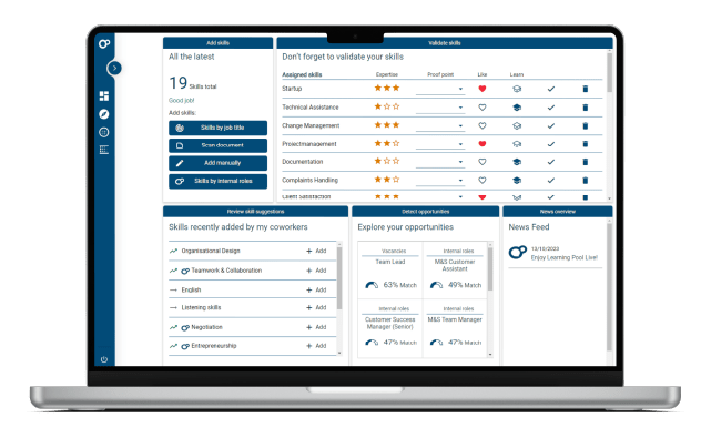 Agile skills management screenshot on a laptop