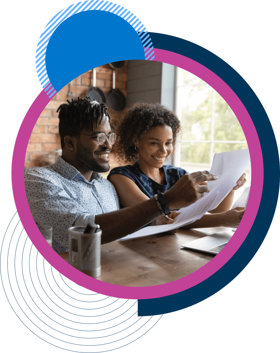 Couple looking through financial documents