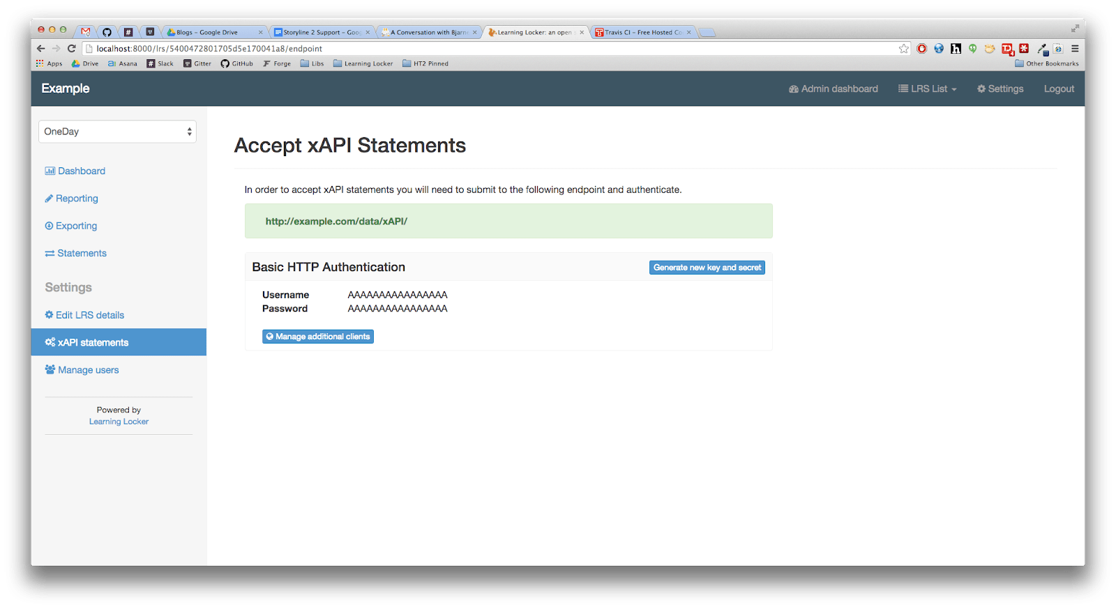 LRS xAPI statements screenshot