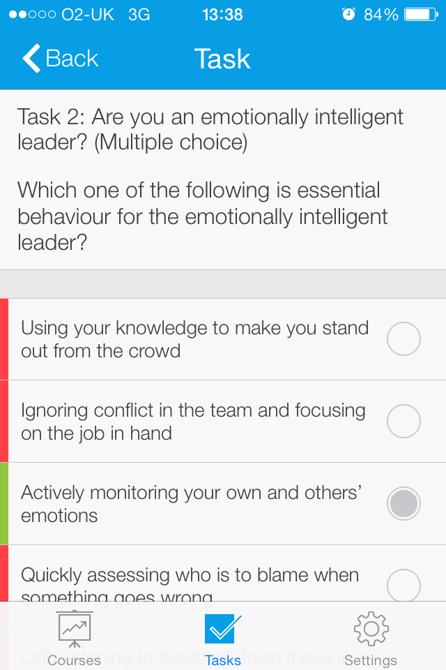 Screen shot if encore task screen with an example task and multiple choice questions
