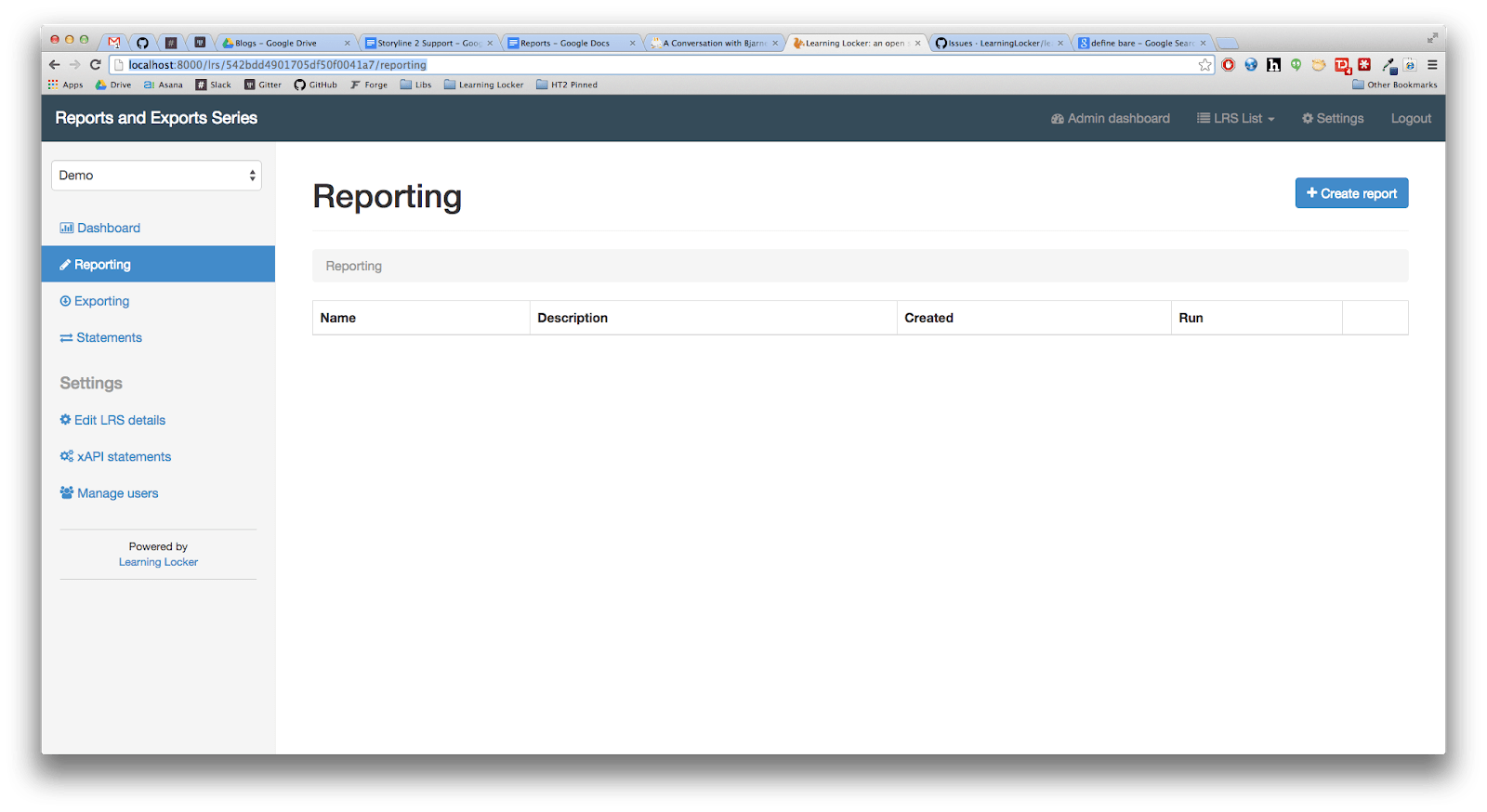 reports and exports series dashboard