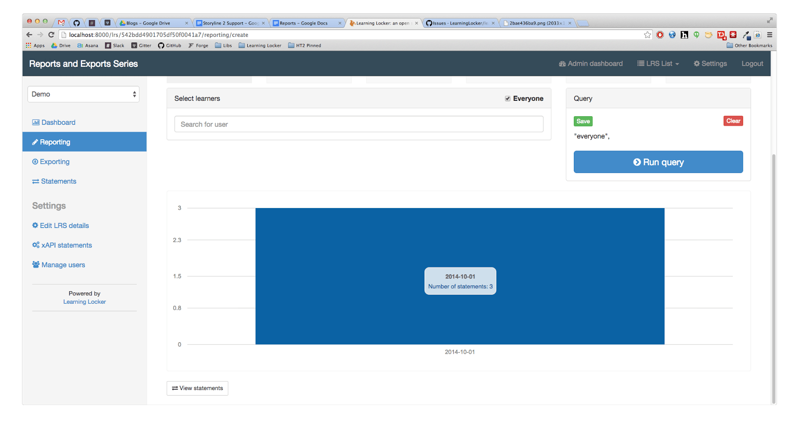 reports and exports series dashboard run query