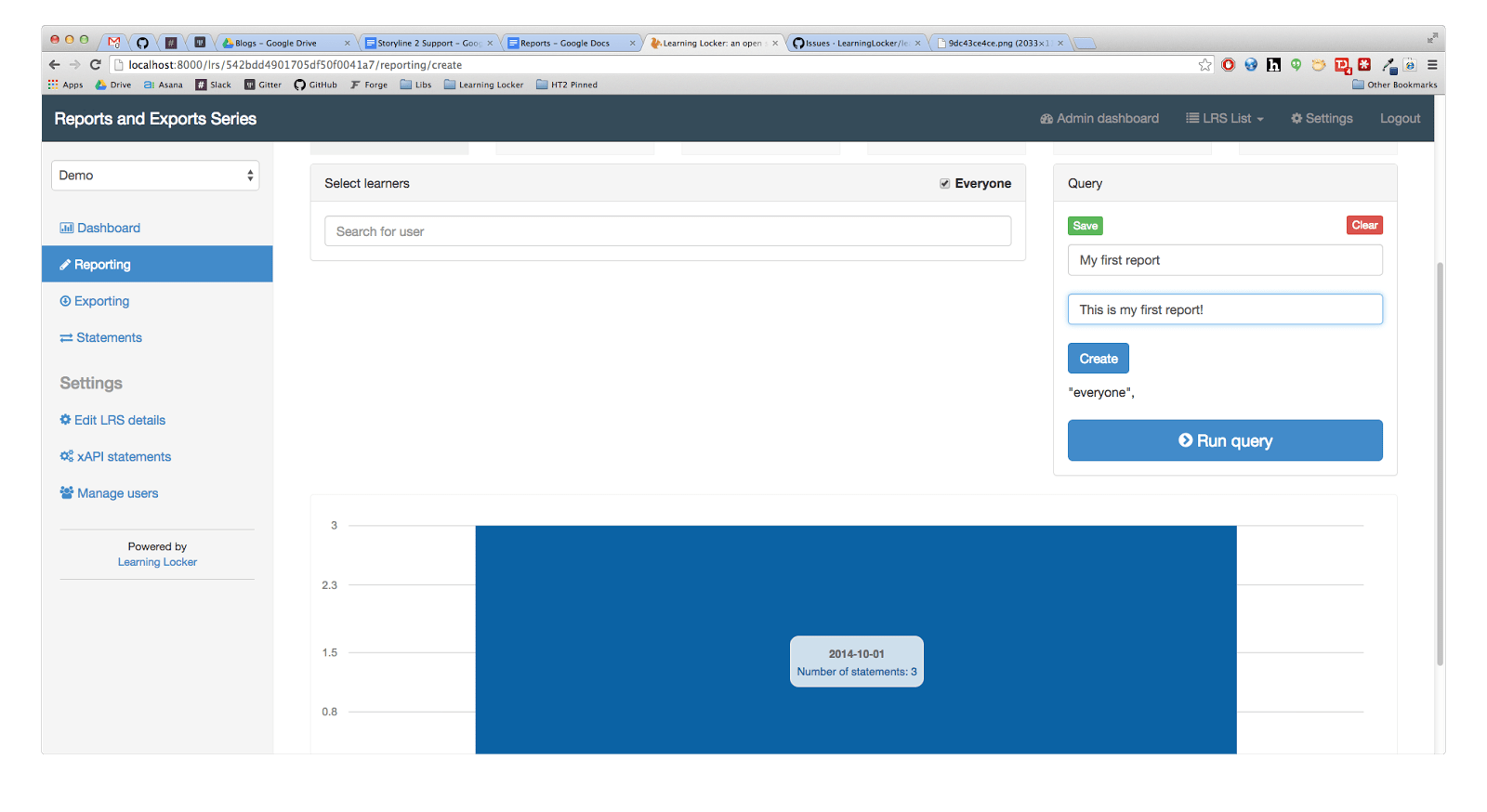 reports and exports series dashboard save query