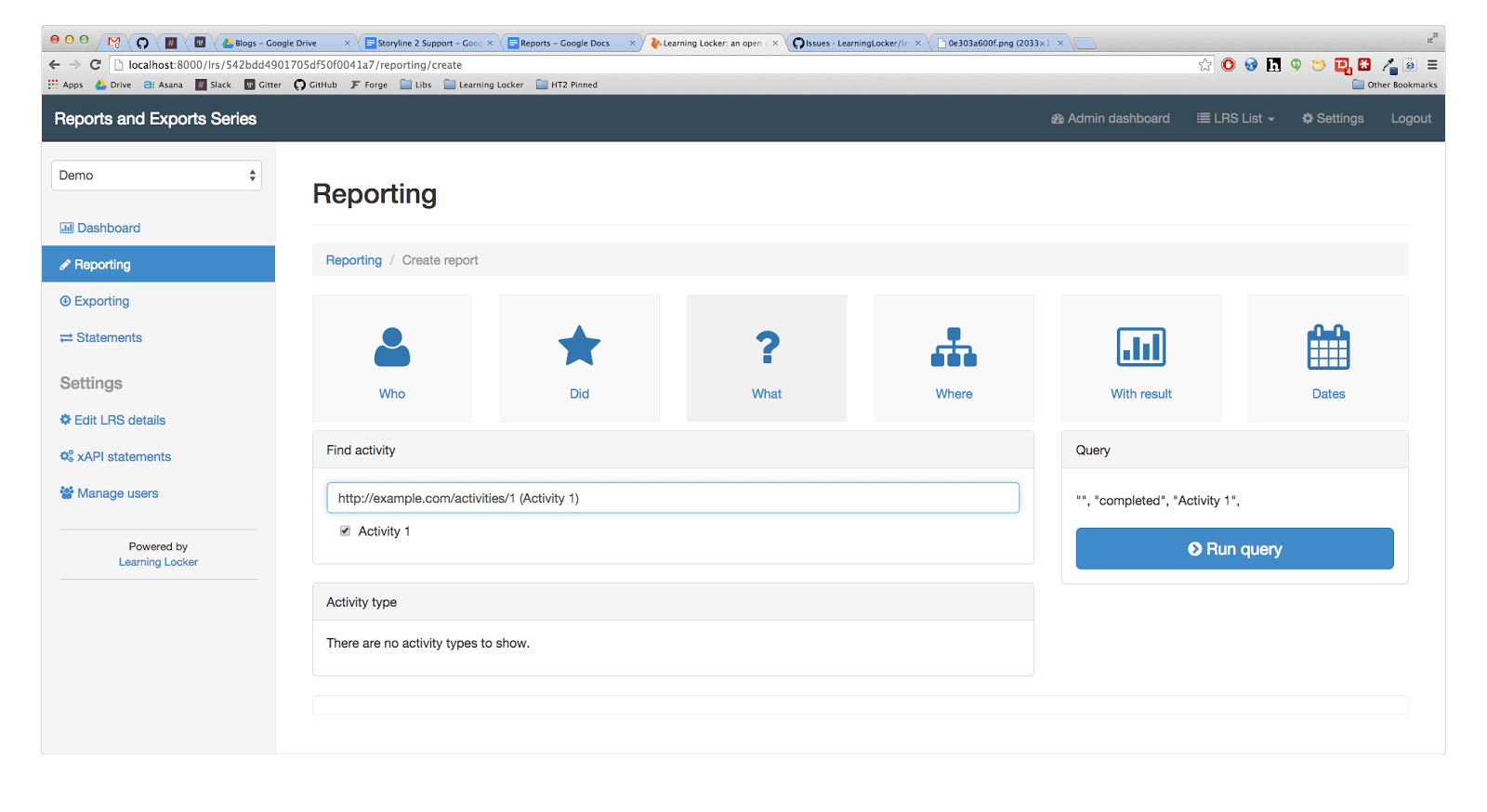 reports and exports series dashboard step 6 what category